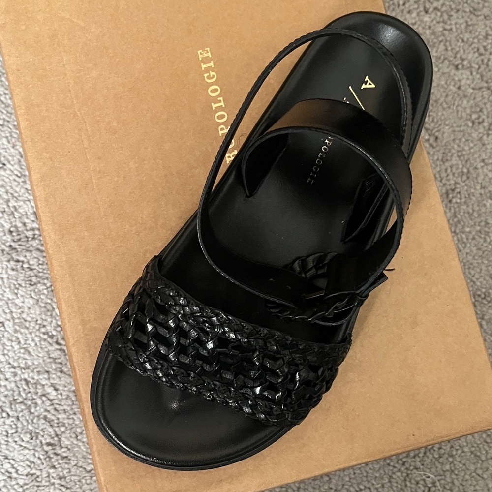 Anthropologie Woven Black Sandal Size 6